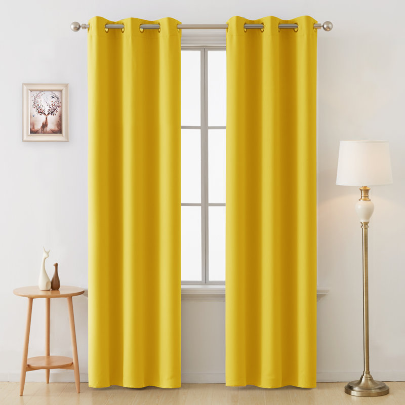 Grommet Top Thermal Insulated Room Darkening Window Curtain Panels (Set of 2), Pure White, 38" W x 45" L
