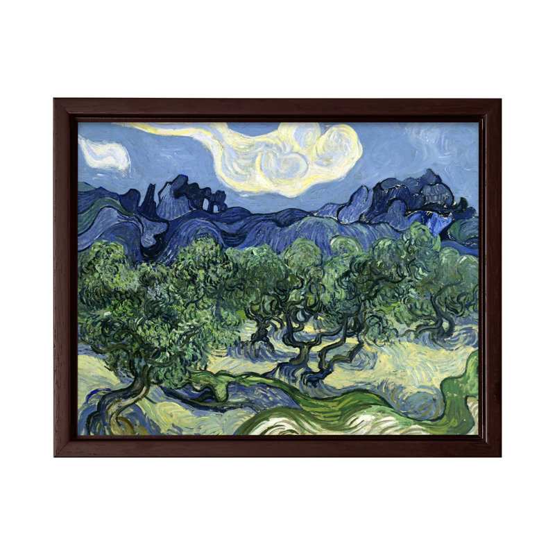 Van Gogh - Oliviers, Canevas, Encadrement brun, H 11 po x l 14 po