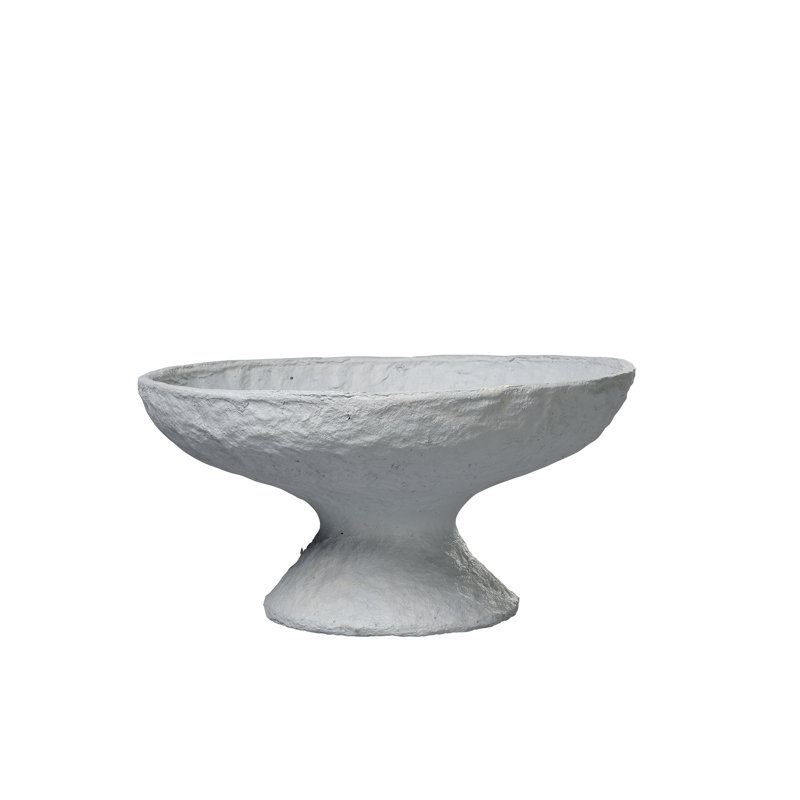 Blue Handmade Cotton Mache Pedestal Decorative Bowl