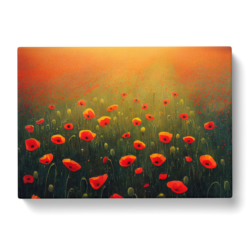 Exhilarating Poppy Field Flowers - Wrapped Canvas, 50cm H x 76cm W x 3cm D