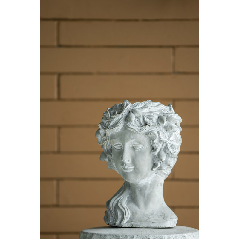 Cement Bust Wall Planter, Gray