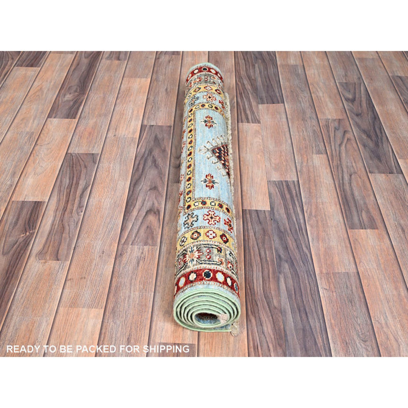 Tapis bleu super fin en laine noué à la main super Kazak 3 pi x 5 pi 2 po 1AA0575BA1FA408884E7A1EB5ABA5DD3