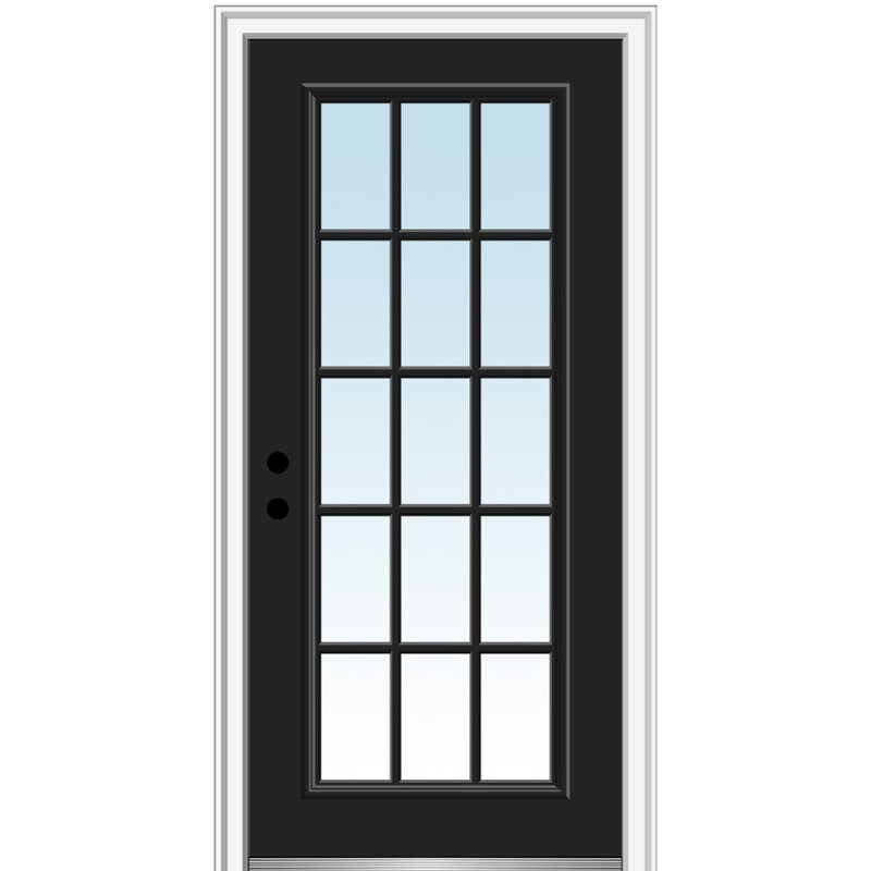 Porte d'entrée pré-montée, H 81,75 po x l 37,5 po x P 4,56 po, S'ouvre à droite vers l'intérieur, Noir