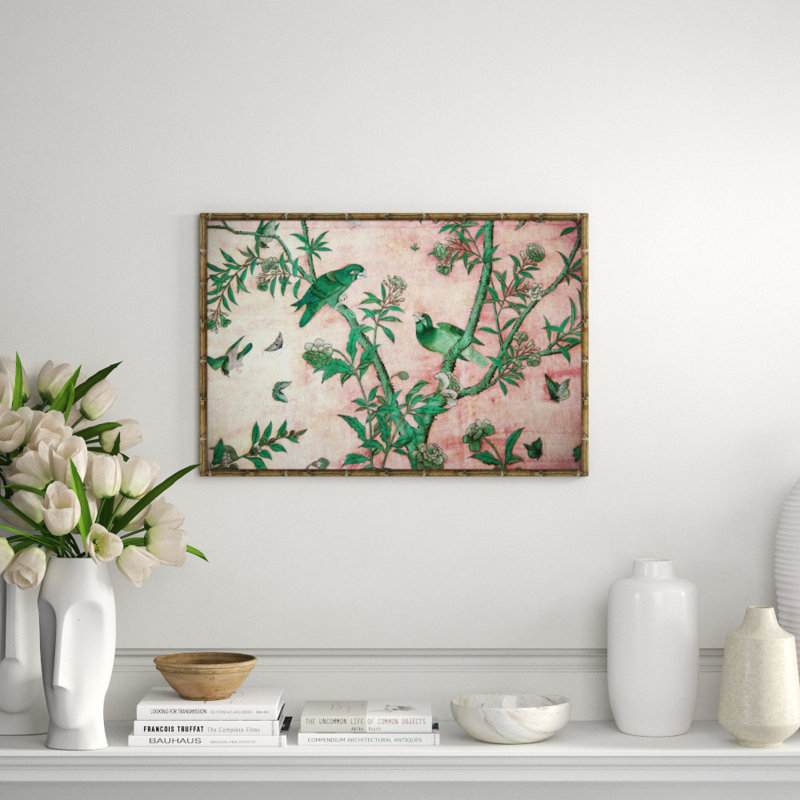 Birds And Butterflies In Tree Giclee Print, Gold, 21" H x 31" W x 0.75" D