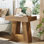 Table de chevet moderne à 2 niveaux avec base trapézoïdale, table de chevet à finition grain de bois