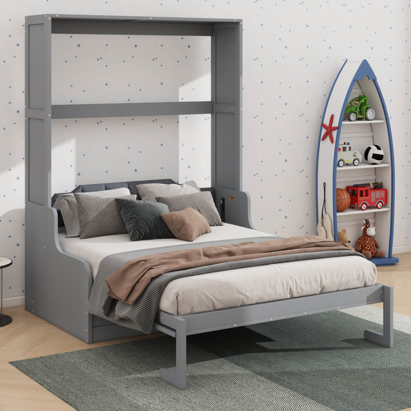 Grand lit escamotable / escamotable grand avec coussins moelleux, Gris