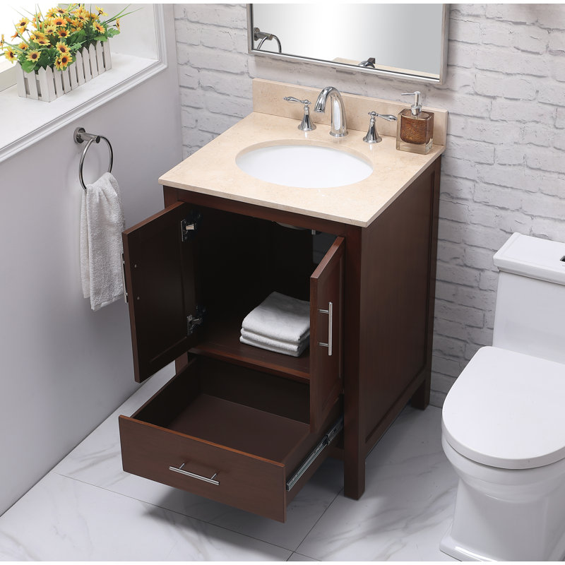 Ensemble de meuble-lavabo simple 24 po Gilley, Teck, Beige