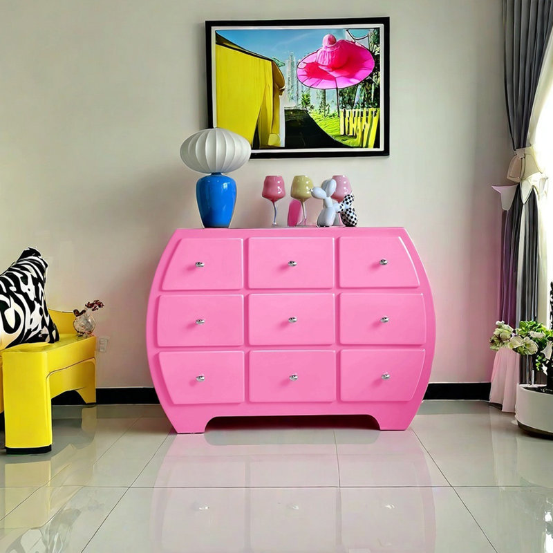 Commode décorative moderne de couleur unie, Rose