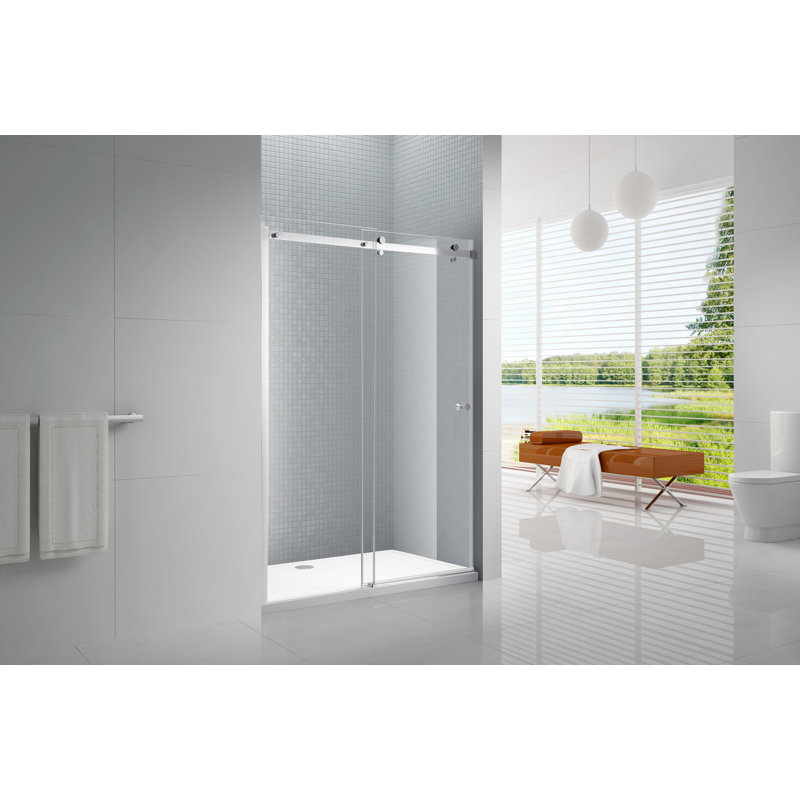 Porte de douche sans cadre Bypass, Chrome, 48" x 72"