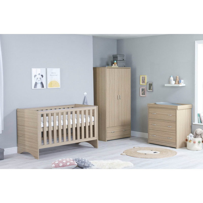 Veni Cot Bed 3-Piece Nursery Furniture Set, Oak
