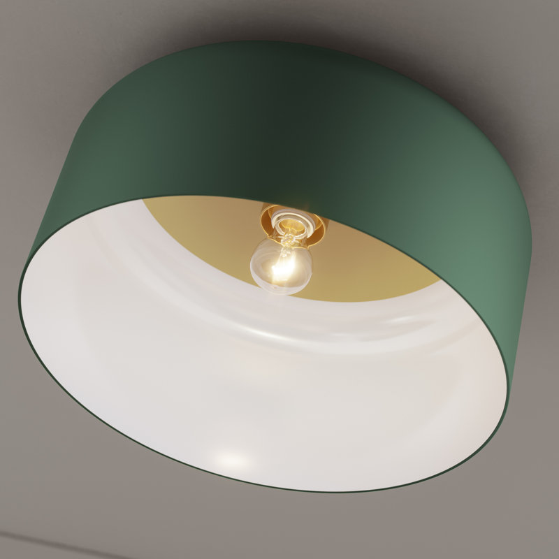 1 - Light Flush Mount, 7.75" H x 15.75" W x 15.75" D, Olive
