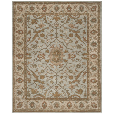 Tressler Hand Tufted Wool/Cotton/Latex Oriental Rug in Blue/Ivory