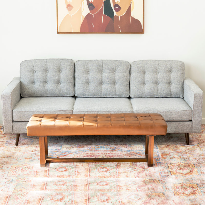 Banc en cuir véritable Smitt, Brun clair antique