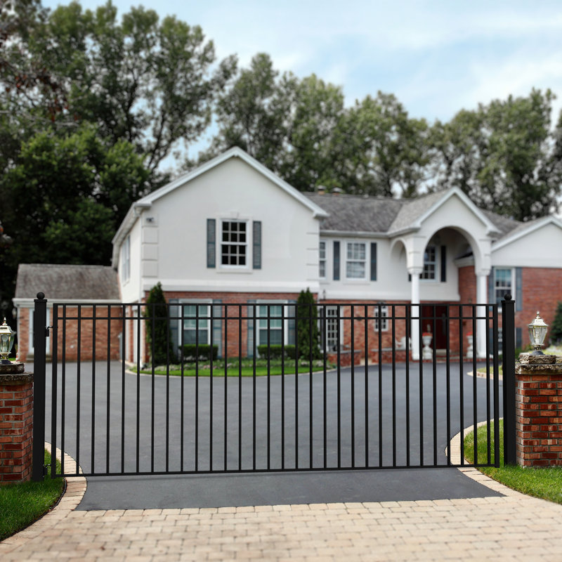 Madrid Style Black Steel Single Swing Driveway Gate 12 x 6 ft