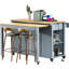 47" Rubber Wood Kitchen Island With Extendable Table, Storage Rack, Drawers, Cabinets & Built-In Power Outlet, Grey Blue-398403432