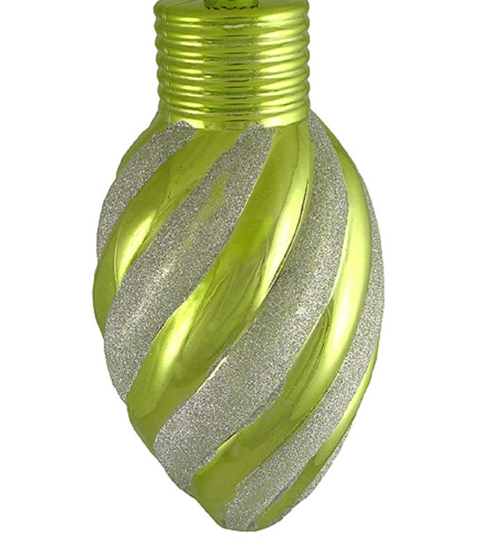 Ornement en forme d'ampoule de Noël 11 po à 2 finitions incassable, Vert kiwi