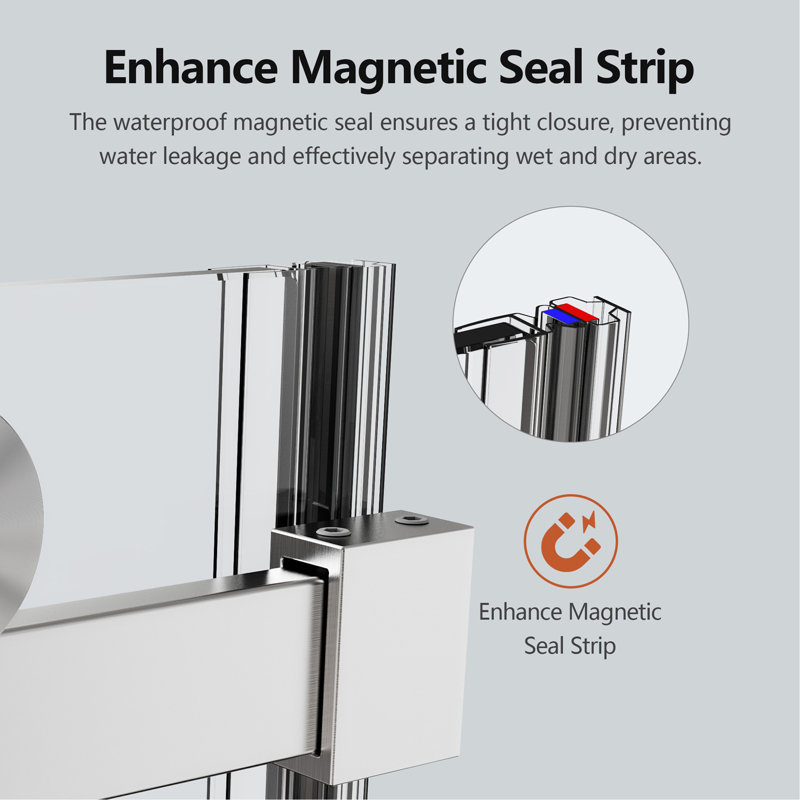 56-60" W * 74" H Frameless Single Sliding Shower Doors, Bathroom Sliding Shower Door, 5/16" (8mm) Thick SGCC Tempered Glass Door, Brushed Nickel