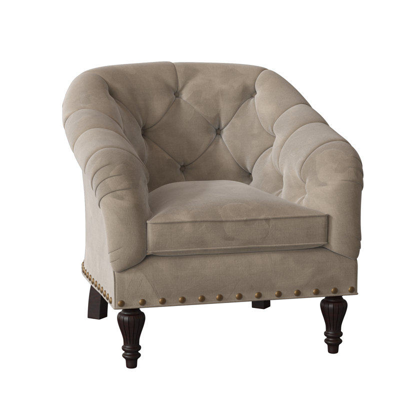 Siena Barrel Chair, Gray, Black Walnut, French Natural