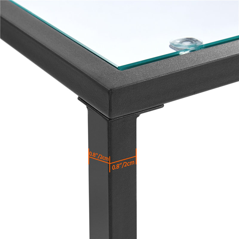 Aileny 42'' Glass Top Console Table, Black