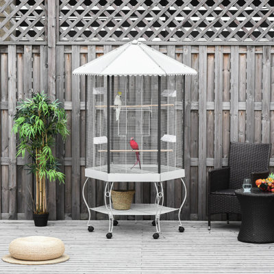 Cage à oiseaux 77 po, espace de rangement spacieux, cage de volière en acier, avec options fonctionnelles,