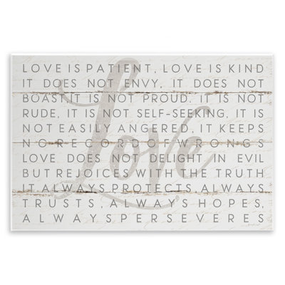 «Love Is Patient Planked Look» par Jennifer Pugh - impression d'art graphique