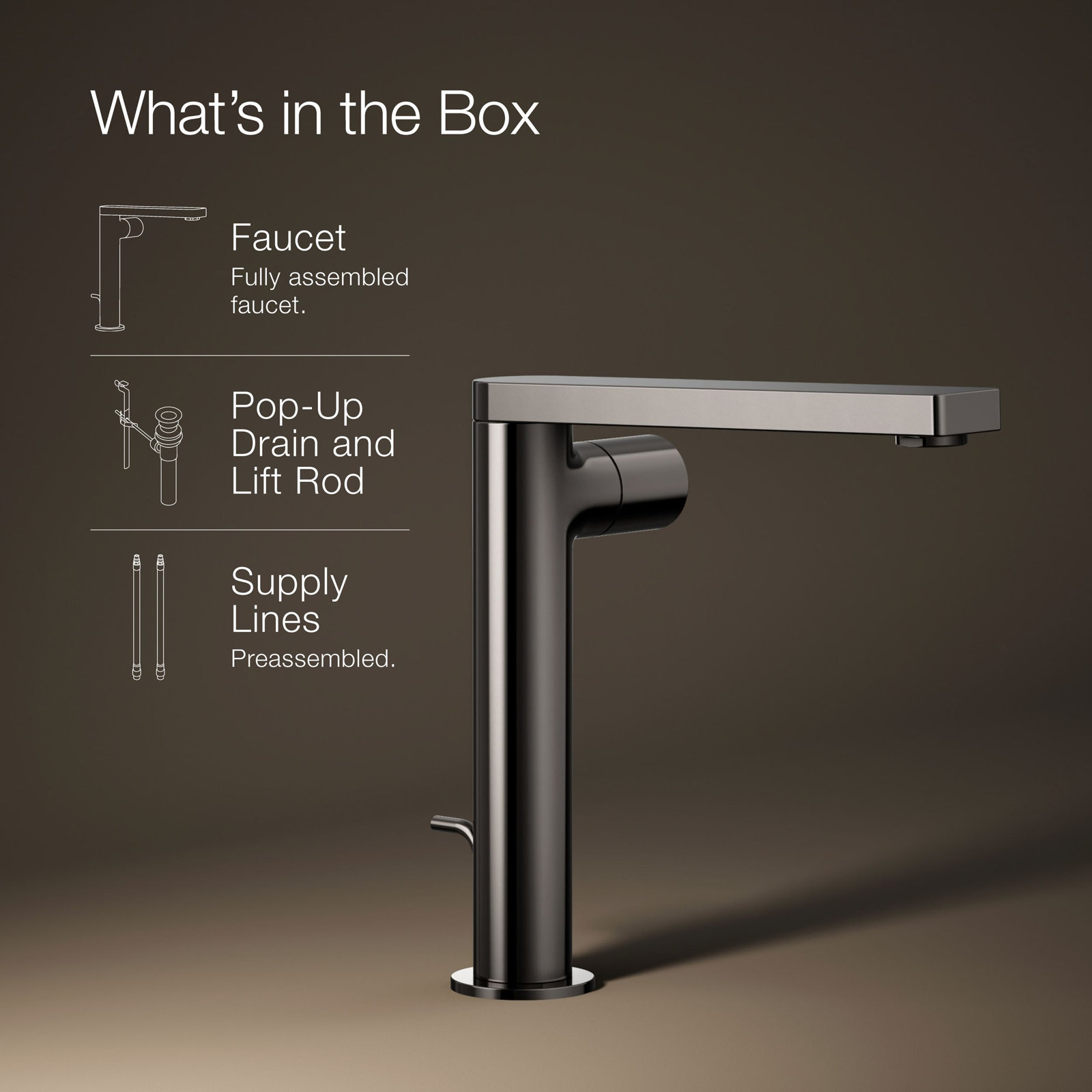 Single-Handle Bathroom Faucet with Drain Assembly, Vibrant Titanium