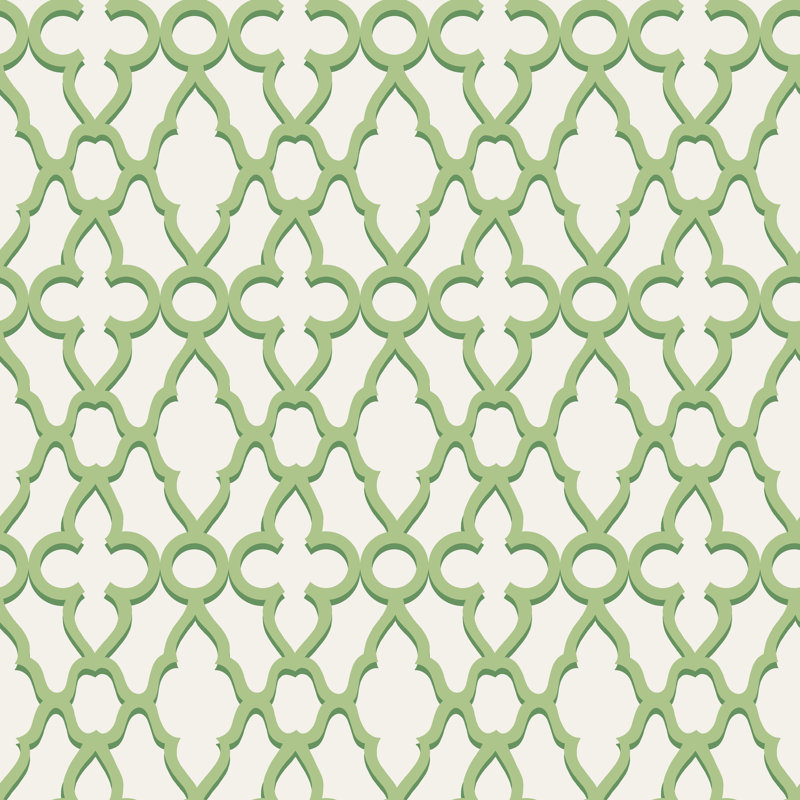 Pearwood Geometric Wallpaper Roll, Green/White