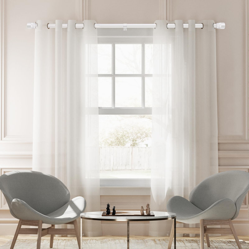 Tringle à rideau de 1 po de diamètre elle-même, paquet de 30 à 144 pouces, paquet de 1, épissure de rideau extra longue en métal pour fenêtres, blanc
