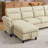 92.9”Suede U/L-Shaped Sectional Sofa With Storage Ottoman & Side Pocket – Large Living Room Couch-2013116077