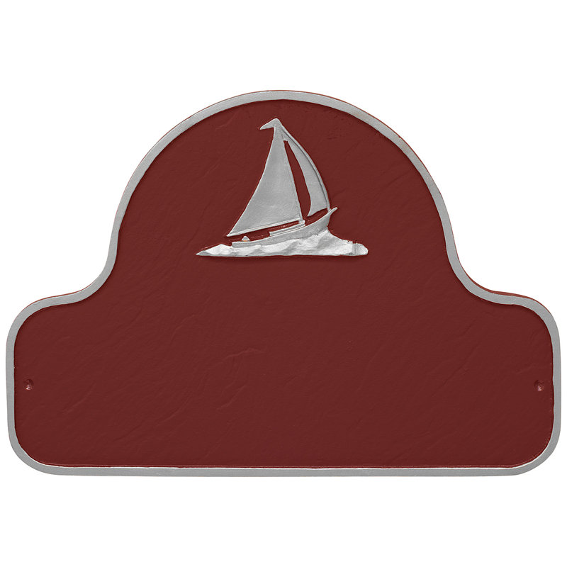Plaque d'adresse voilier voilier, Rouge Brique / Argent, Oui