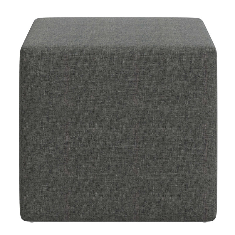 Bence Upholstered Ottoman, Zuma Charcoal Textured Linen