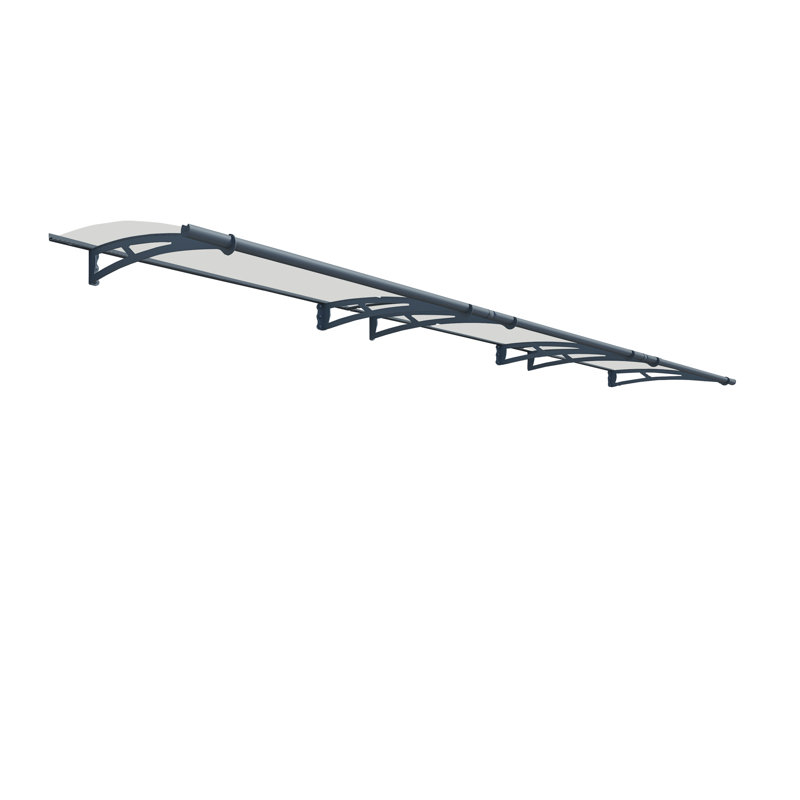 Palram - Canopia Aquila 15 ft. W x 3 ft. D Acrylic Galvanized Steel Convex Door Awning Gray/Clear, Clear