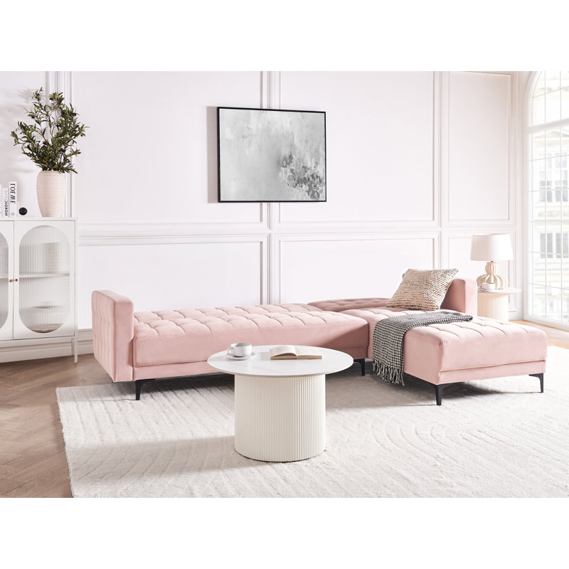 Aliyha 4 Seater Velvet Sofa Bed, Right Hand Facing, Pink
