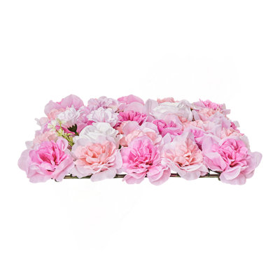 3D Flower Wall Panel 12 PCS 15x15 in Artificial Floral Mat for Wedding Privacy
