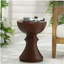 Table d'appoint d'extérieur en béton brun côtelé 16 po avec sablier résistant aux intempéries pour patio, jardin ou balcon