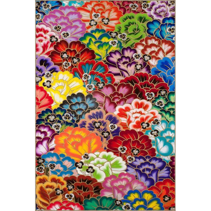 Wavy Forest Floral Themed Decorative Washable Carpet, Runner 2'6" x 9'11"