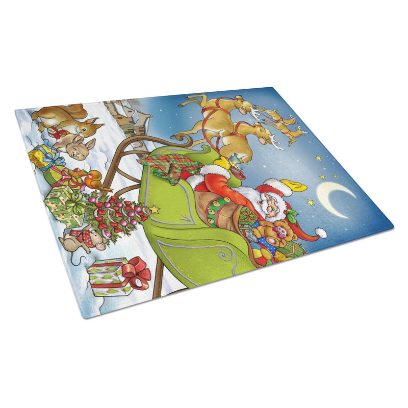 Planche à découper en verre pour père noël découpé père noël caroline