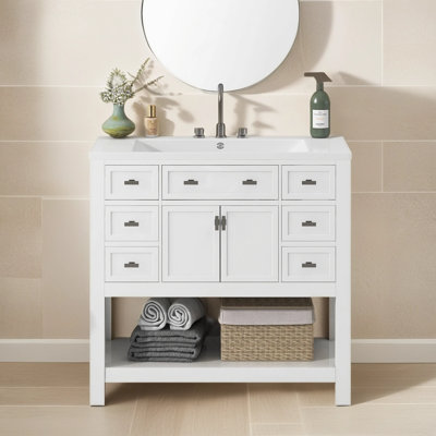 Nygee 36'' Free Standing Single Bathroom Vanity with Resin Top -  Winston Porter, 5D78A1FAA4CA403C8A73EB5C5DE58870