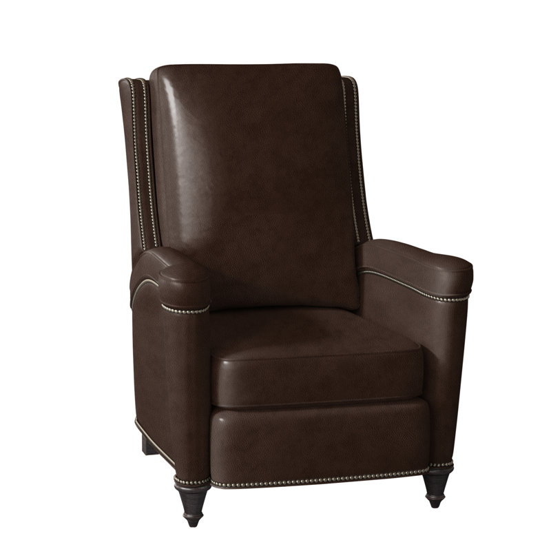 Mayes Recliner, Aline Light Gray Stonewash Genuine Leather, Gunmetal, Plantation