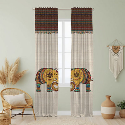 Semi Sheer Animal Print Curtain Single Panel