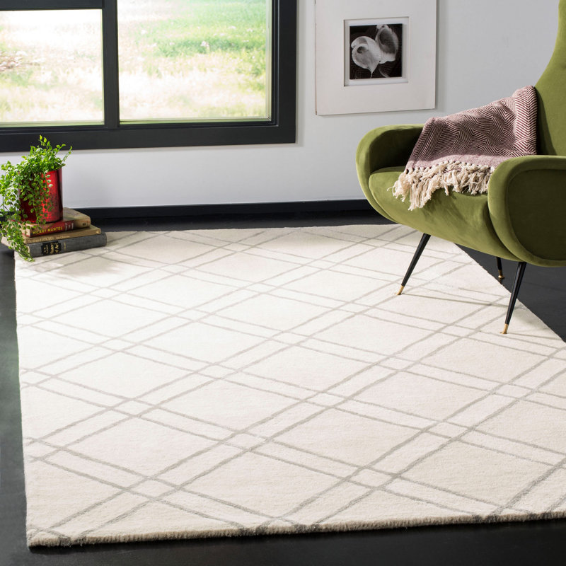 Tapis géométrique en laine touffeté à la main Milroy, Rectangle 10 pi x 14 pi