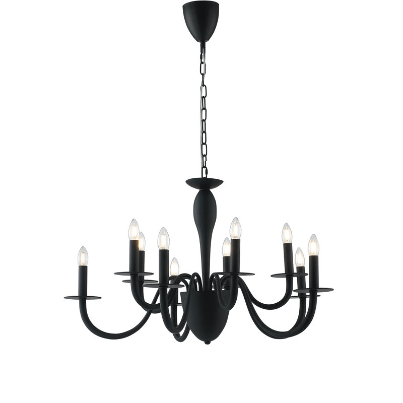 Ferndale 10 - Light Candle Style Chandelier, Black