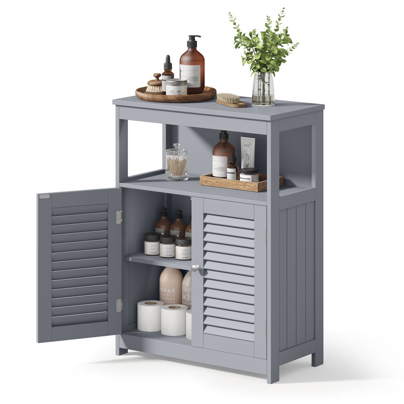 Freestanding Storage Cabinet, Storage Unit with Doors and Adjustable Shelf, Dove Gray