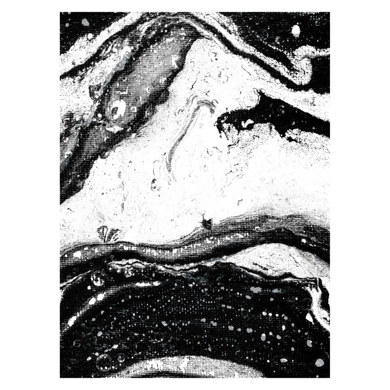 Texture de marbre noir et blanc - peinture sur toile tendue, H 16 po x l 12 po