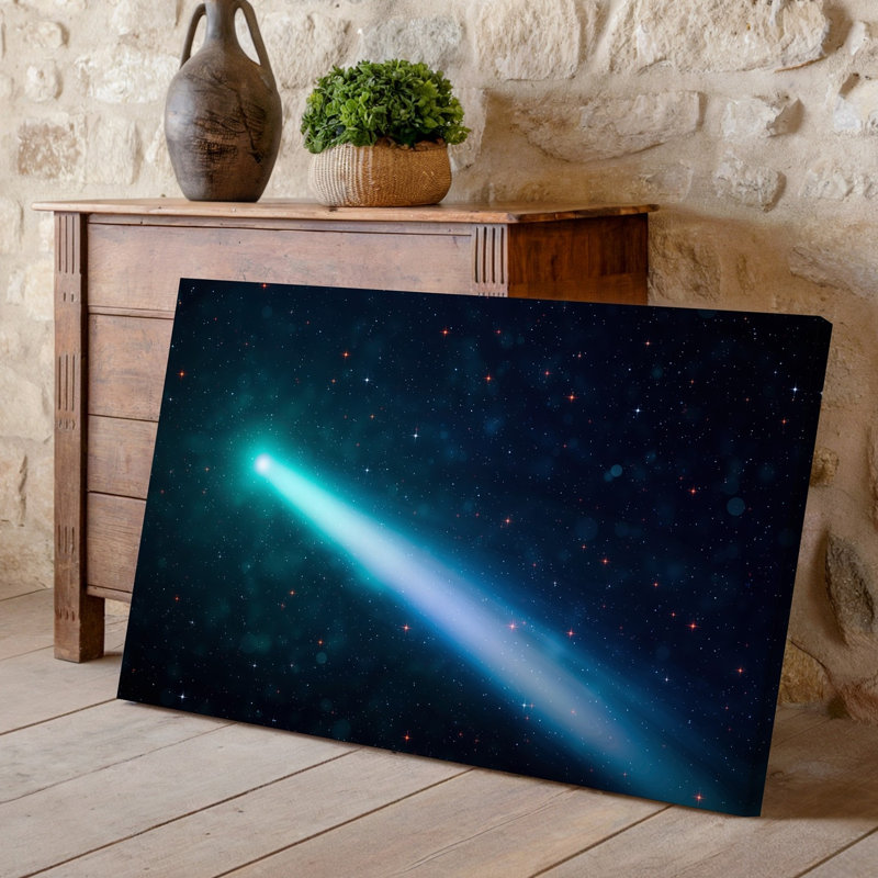 Toile Une superbe scène céleste mettant en vedette une comète lumineuse avec un art mural, une queue allongée lumineuse qui s'étend élégamment sur une toile
