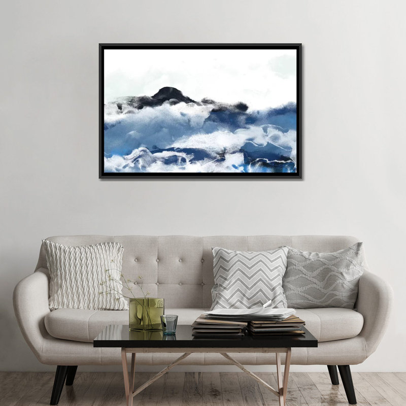 «Sea Surface I», reproduction sur toile, H 40 po x l 60 po x P 1,5 po, Toile avec cadre noir, Pas de tapis