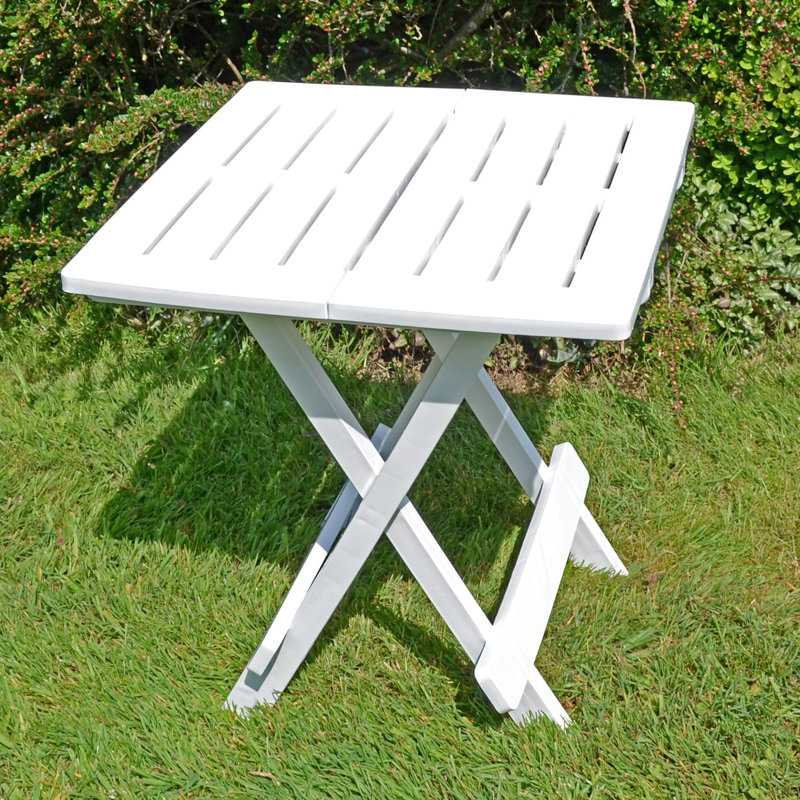 Drexell Folding Plastic Side Table, White