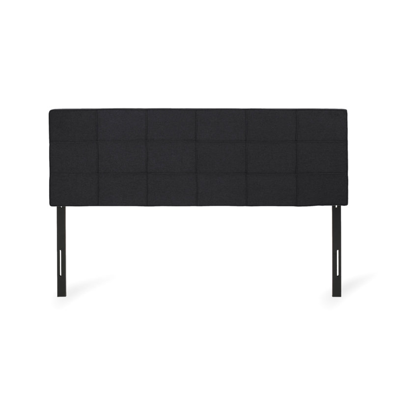 Tête de lit pour lit très foncé en tissu foncé foncé avec motif gaufré contemporain, Noir