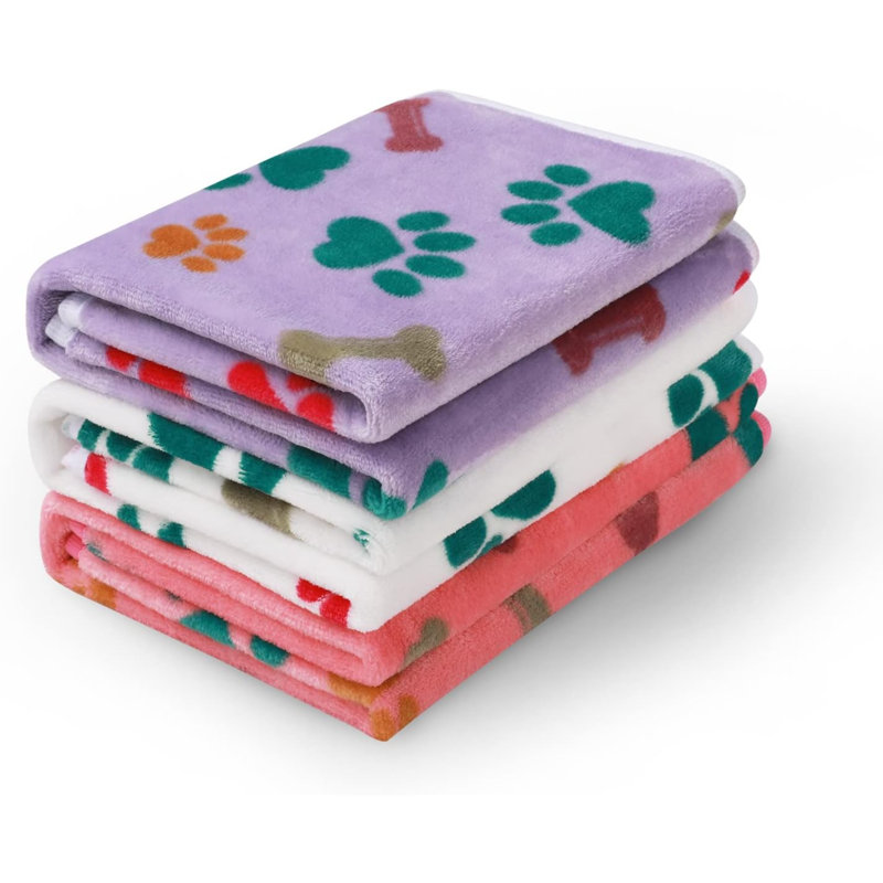 Pet Blanket, White/Purple/Pink