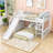 Twin Over Twin Wooden L-Shaped Bunk Beds with Slide and Storage-1230276449